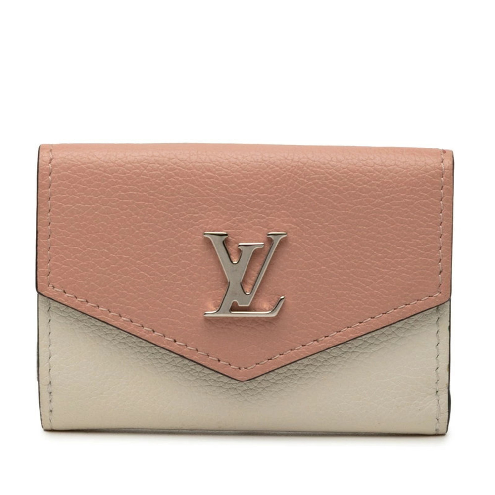 Louis Vuitton Portefeuille Lock Tri fold Wallet Pink Leather